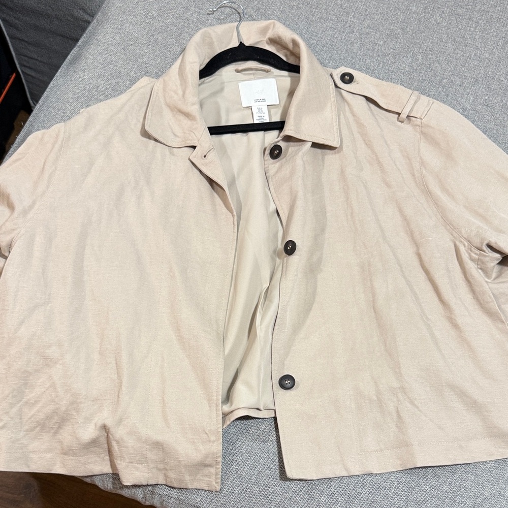 H&M Beige Linen-Blend Jacket